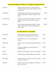 Menu La Galettière - Incontournables et crêpes desserts 