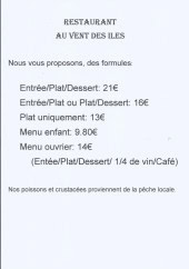 Menu Au Vent des Iles - Les formules