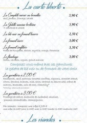 Menu Crêperie De Kergoff - La carte liberté