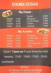 Menu Dounia kebab - Les kebabs et assiettes