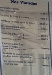 Menu La Rotonde - Viandes