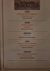 Menu Restaurant Ménestrel - Exemple  de menu