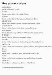Menu L'entente - Les pizzas
