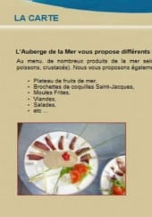 Menu L'Auberge de la Mer - Informations sur les menus