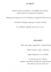 Menu Hôtel de La Mer - les entrées et desserts