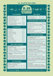Menu B29 - Les bières, softs, vins,...