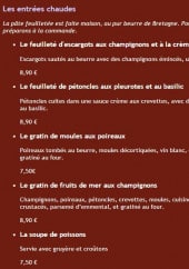 Menu L'Ancre - Les entrées chaudes