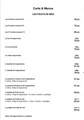 Menu Le belem - Le fruits de mer