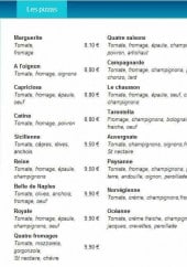 Menu Le p'tit resto - Les pizzas 