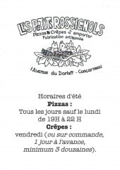 Menu Les petits rossignols - Carte et menu Les petits rossignols Concarneau