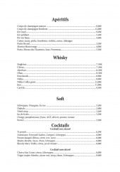 Menu Les Sables Blancs - Les apéritifs, whisky...
