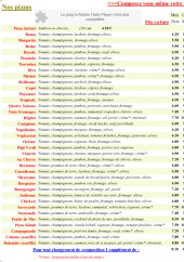 Menu Presto Pizz - Les pizzas