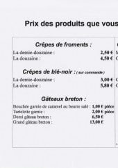 Menu Simonnou Crêpes - Les produits 
