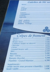 Menu Le Men Brial - Les galettes de blé noir, crêpes de froment, ...