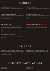 Menu AntePrima - Les burgers, salades et desserts