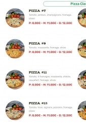 Menu Dolce Pizza - Les pizzas classics