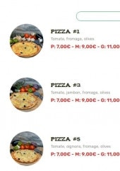 Menu Dolce Pizza - Les pizzas basics