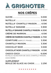 Menu Le Bistrot - Les crêpes