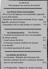 Menu Le Dé-K-Lé - Gourmandes, entrées et salades 