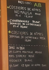 Menu Les Bartavelles - Les vins