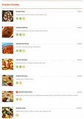 Menu Au Palais de l'Orient - Les entrées froides