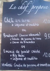 Menu Bar de La Fontaine - L'ardoise