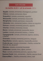 Menu Chez Olive - Les pizzas