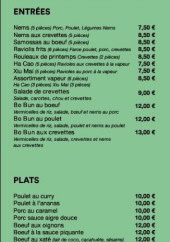 Menu Asia Roquemaure - Les entrées et plats