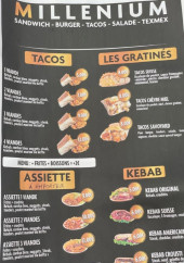 Menu Millenium - Les tacos, assiettes et kebabs,...