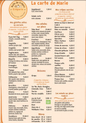 Menu Bulle de Crêpes - La carte