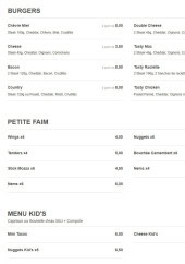 Menu Tacos tasty's - Les burgers, petites faims et menus kid&amp;amp;#039;s