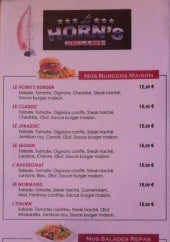 Menu Le Horn's - Les burgers, dalades et menu enfant