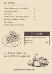 Menu L'insolite - Les desserts et menu enfant