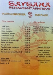 Menu Saysana - Les entrées, les salades, la formule ...
