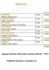 Menu Aromates - Les sandwiches, paninis et boissons