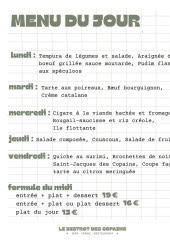 Menu Le Bistrot des Copains - Le menu du jour
