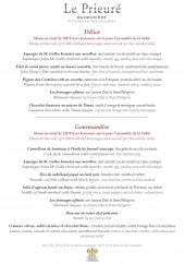 Menu Le Prieuré - Le menu délice et le gourmandise 