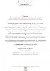 Menu Le Prieuré - Le menu caprice