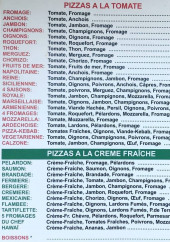 Menu Pizza Chez Albert - Les pizzas