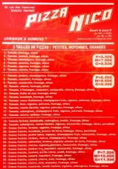 Menu Pizza Nico - Les pizzas