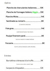 Menu La fontaine - Les apéros et entrées