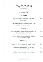 Menu Agapê - La carte