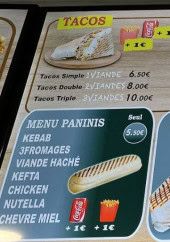 Menu Aladin Kebab - Les menu , tacos et assiettes