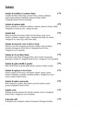 Menu Arum Café - Salades