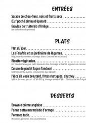 Menu Bistrot Galien - Les entrées, plats et desserts