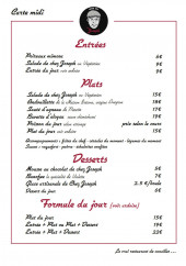 Menu Chez Joseph - Les entrées, plats .....