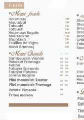 Menu Chez Teta - Les menus, plats, ...