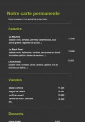 Menu Espace Vital - Les salades, viandes et desserts