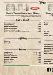 Menu Hamburgeria - Les menus, desserts et boissons