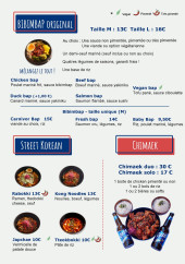 Menu Kong bap - Bibimbap original, street Korean et chimaek